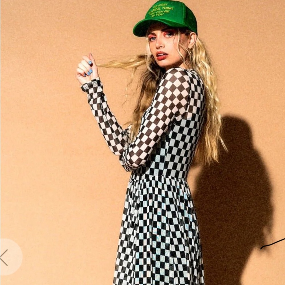 More You Mesh Maxi Dress in Black + White Checkerboard (Dressed in lala)